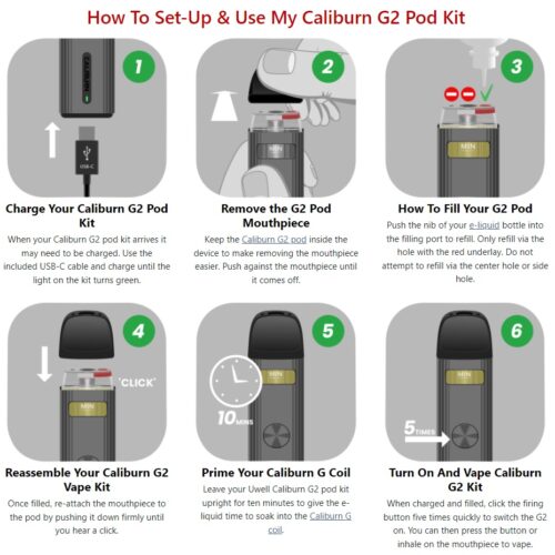 UWELL CALIBURN G2 POD KIT 5 how to use - UWELL CALIBURN G2 POD KIT