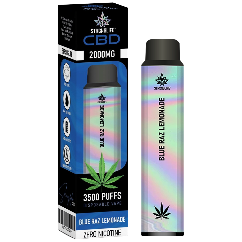 BritishCBD | Leading Supplier of CBD & Hemp Products 20 Stronglife Blue Raz Lemonade CBD Disposable Vape 2000mg