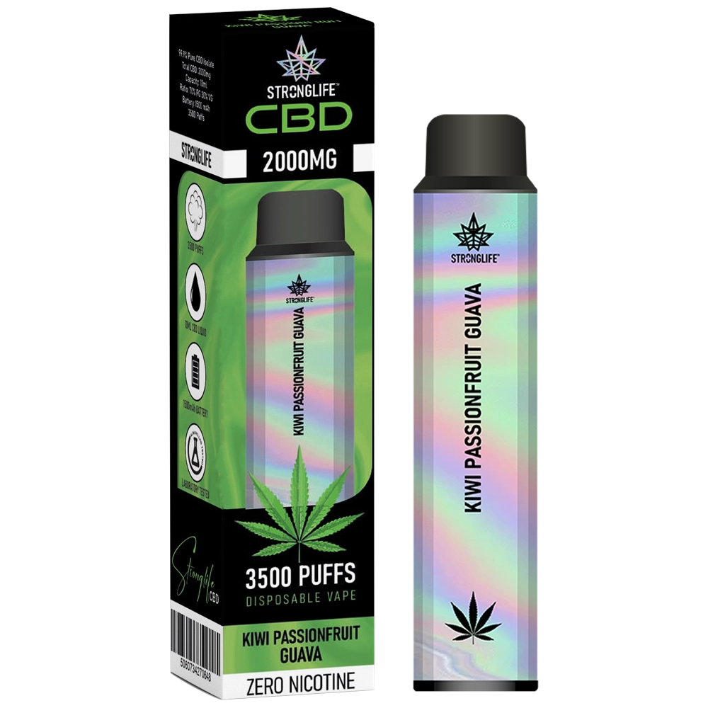 BritishCBD | Leading Supplier of CBD & Hemp Products 21 Stronglife Kiwi Passionfruit Guava CBD Disposable Vape 2000mg