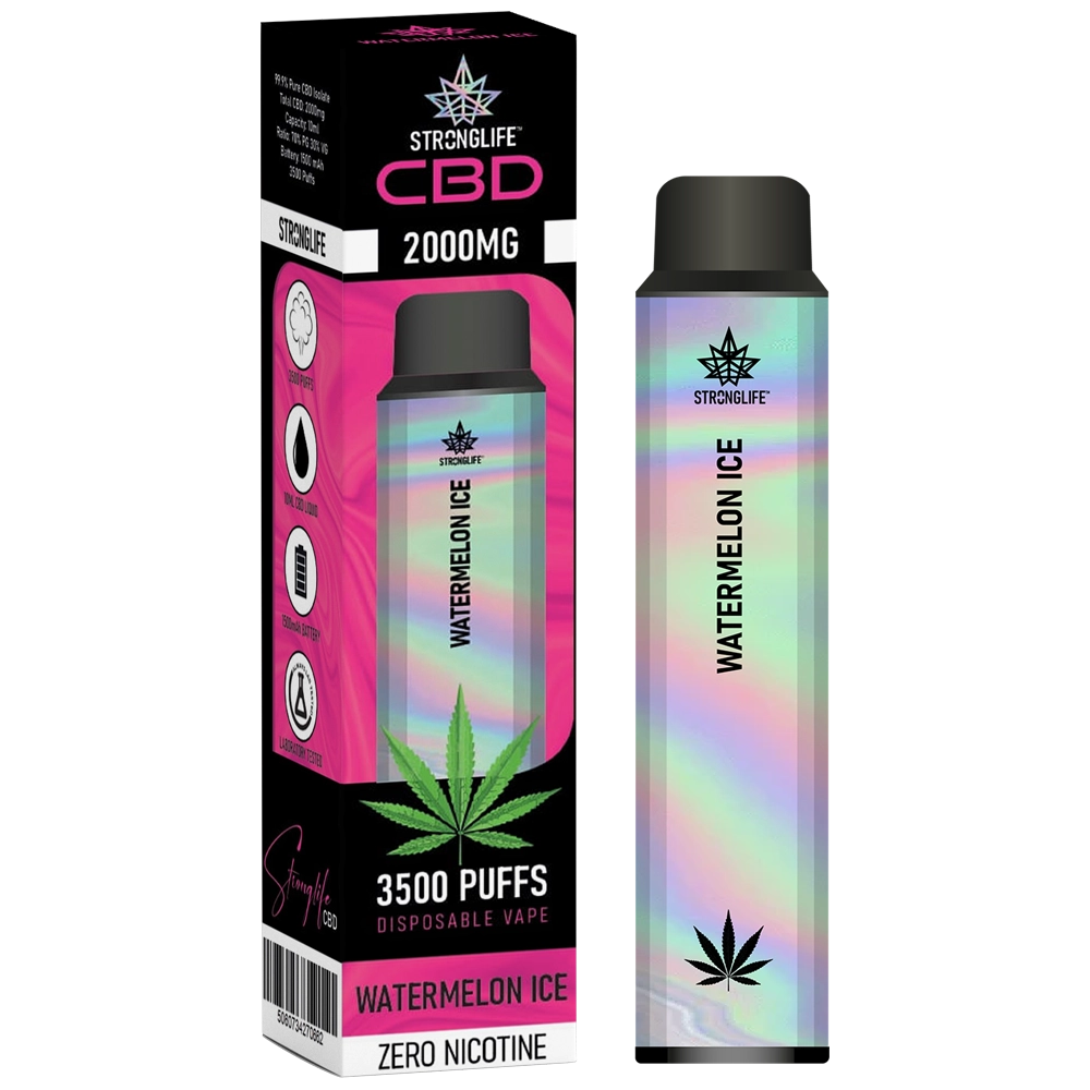 BritishCBD | Leading Supplier of CBD & Hemp Products 23 Stronglife Watermelon Ice CBD Disposable Vape 2000mg