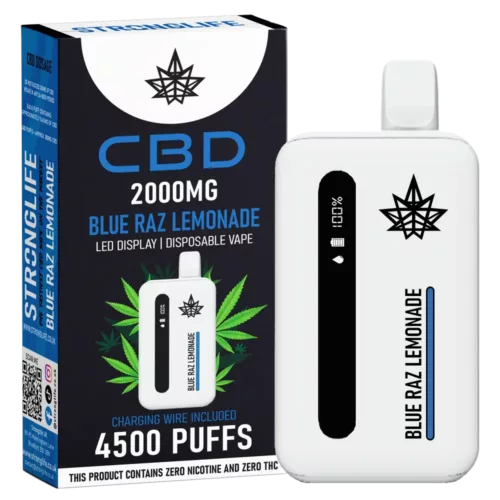 Stronglife (2-Pack) Rechargeable CBD Disposable Vapes – 2000mg – 6 Flavours 12 Blue Raz Lemonade CBD Vape CBD Disposable Vape Rechargeable Vape Stronglife