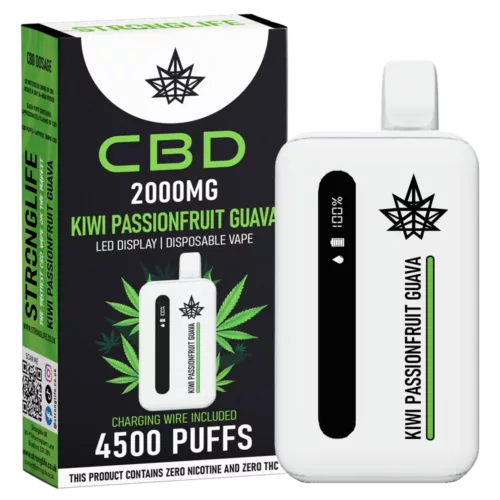Stronglife (2-Pack) Rechargeable CBD Disposable Vapes – 2000mg – 6 Flavours 11 Kiwi Passionfruit Guava CBD Vape CBD Disposable Vape Rechargeable Vape Stronglife