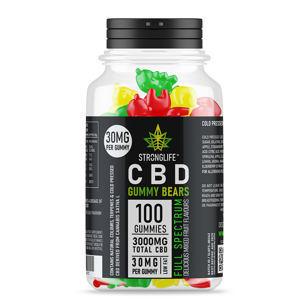 BritishCBD | Leading Supplier of CBD & Hemp Products 39 Stronglife 3000mg Full Spectrum CBD Gummies CBD Gummy Bears CBD Jellies