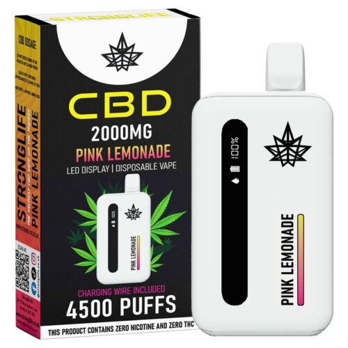 Stronglife (2-Pack) Rechargeable CBD Disposable Vapes – 2000mg – 6 Flavours 8 Pink Lemonade Vape Disposable CBD Vape Rechargeable Vape Stronglife BritishCBD